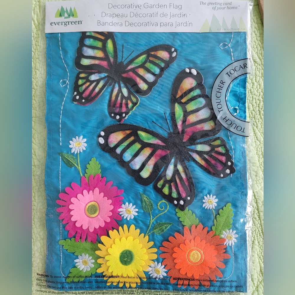 Evergreen Butterfly Beauty Garden Applique Flag